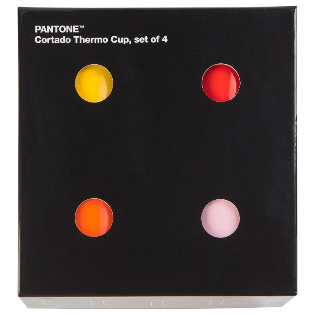 Pantone Cortado Thermo Cup Set of 4 in Yellow & Red & Orange & Light Pink - Image 3