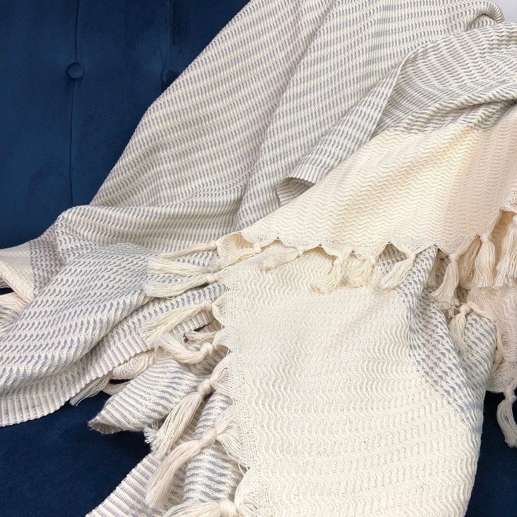 Handmade Artisanal Turkish Throw in a Wave Pattern - Image 3