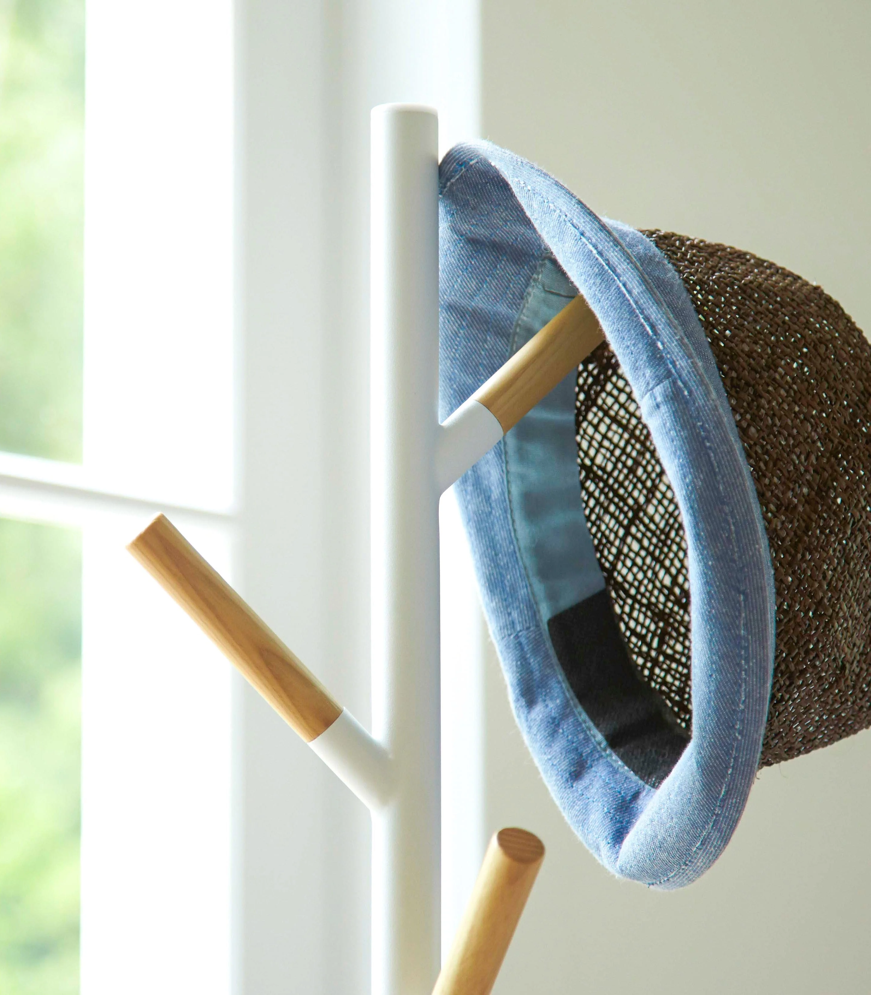 Yamazaki 70" Steel Coat Rack with Wooden Pegs - Image 3